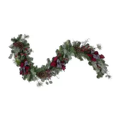 Northlight 6ftplaid And Berries   Unlit Christmas Indoor Garland
