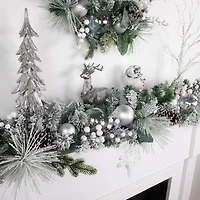 Northlight Flocked Pine   Unlit Christmas Indoor Garland