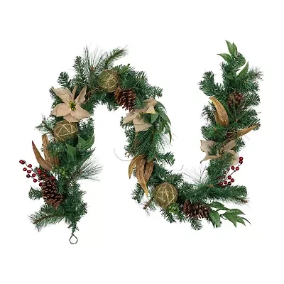 Northlight Pine With Poinsettias And Berries Christmas Indoor Garland