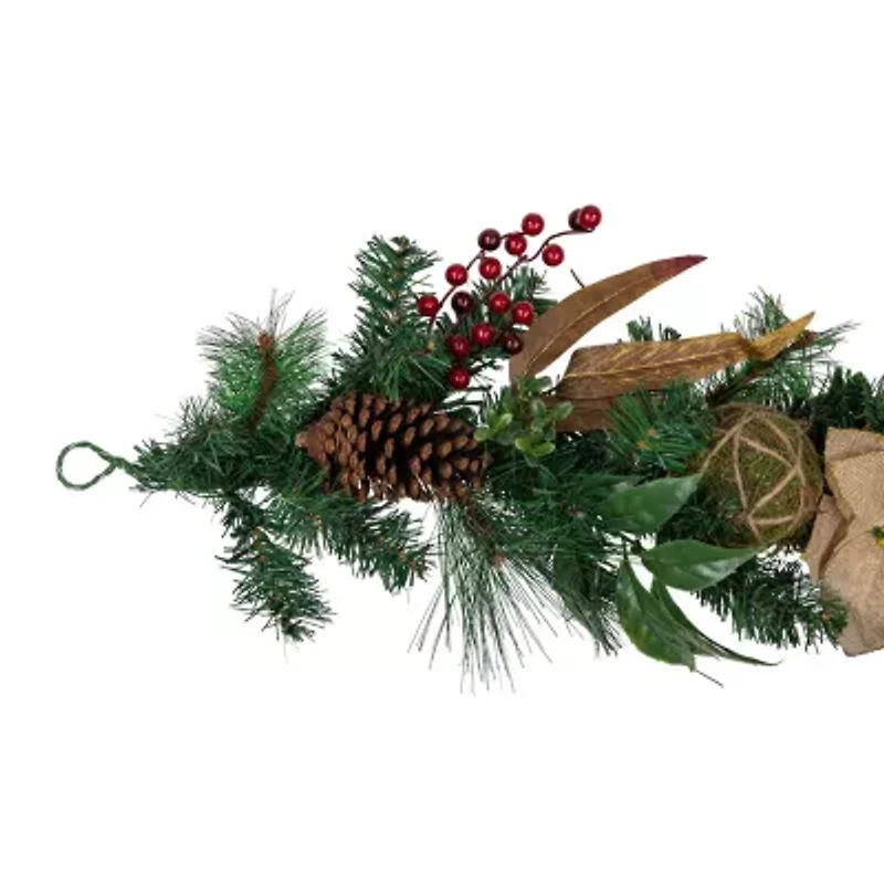 Northlight Pine With Poinsettias And Berries Christmas Indoor Garland