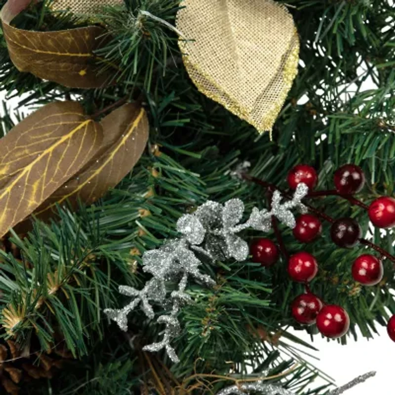 Northlight Pine With Poinsettias And Berries Christmas Indoor Garland