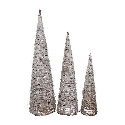 Northlight Led Snowy Rattan  Cone Tree 3-pc. Lighted Christmas Tabletop Decor