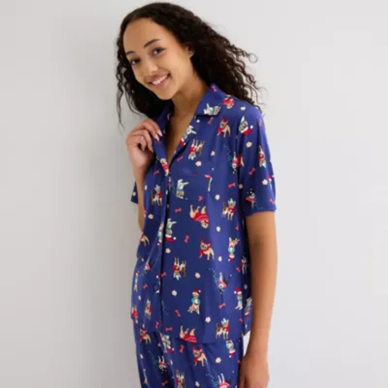 Sleep Chic Womens Short Sleeve 2-pc. Pajama Sets