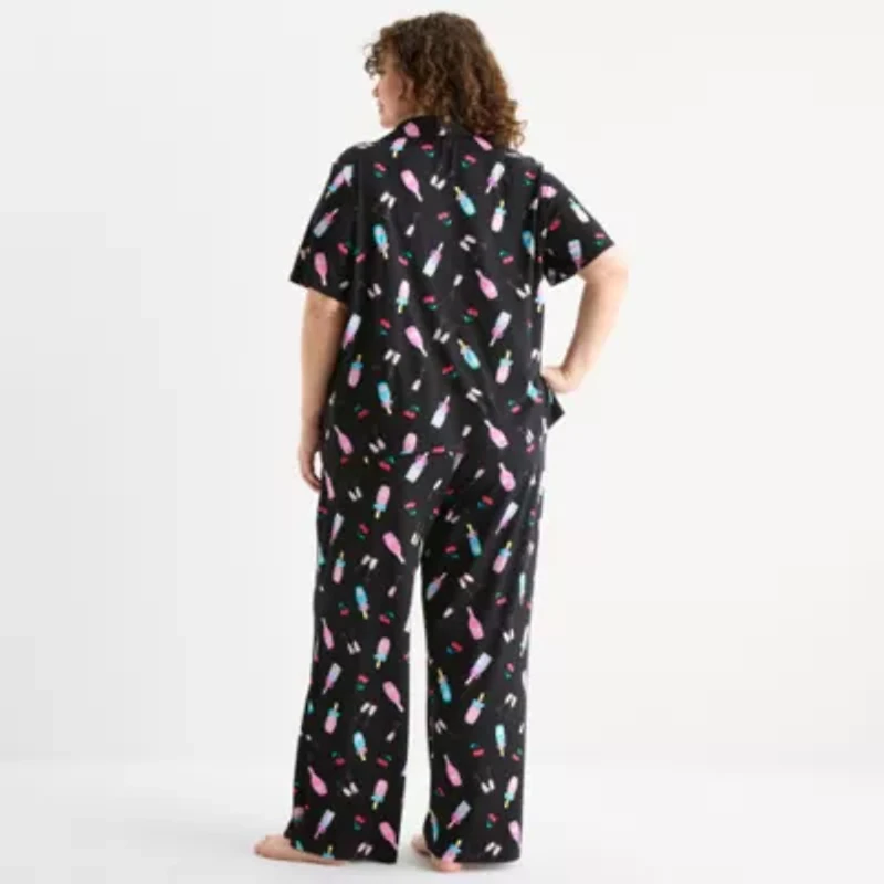 Sleep Chic Womens Short Sleeve 2-pc. Plus Pajama Sets