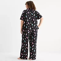 Sleep Chic Womens Short Sleeve 2-pc. Plus Pajama Sets