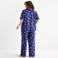 Sleep Chic Womens Short Sleeve 2-pc. Plus Pajama Sets