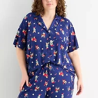 Sleep Chic Womens Short Sleeve 2-pc. Plus Pajama Sets