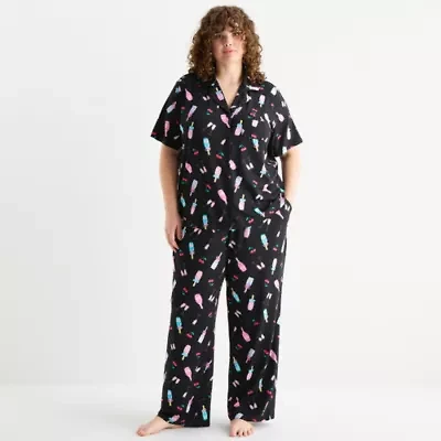 Sleep Chic Womens Short Sleeve 2-pc. Plus Pajama Sets