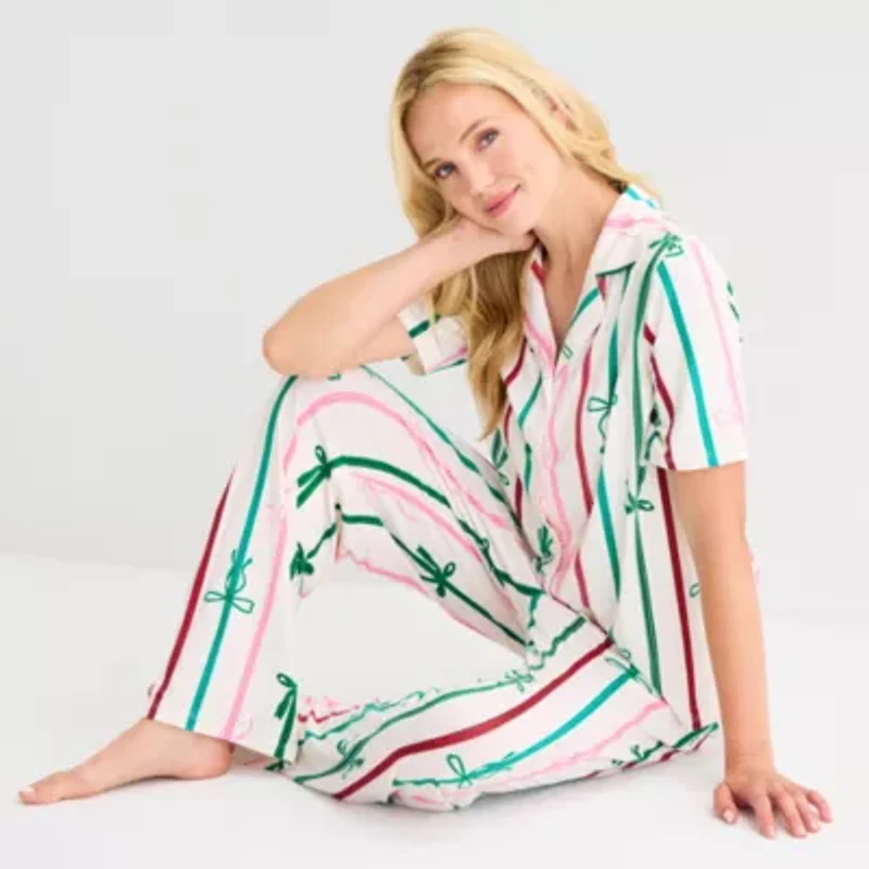 Sleep Chic Womens Short Sleeve 2-pc. Pajama Sets