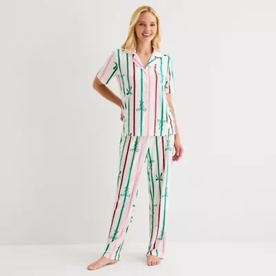Sleep Chic Womens Short Sleeve 2-pc. Pajama Sets