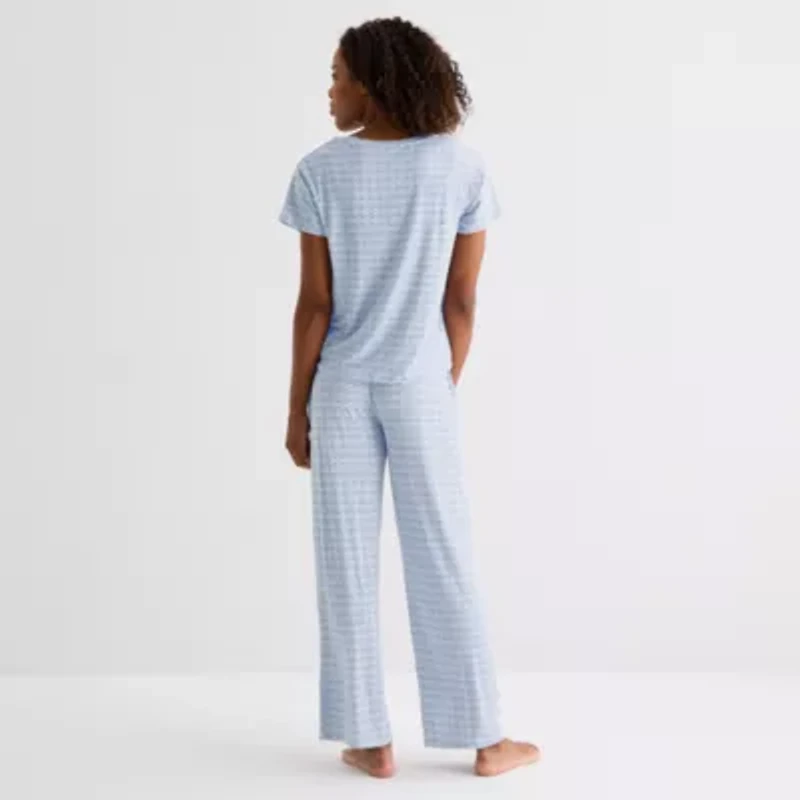 Jaclyn Womens Round Neck Short Sleeve 2-pc. Pajama Sets