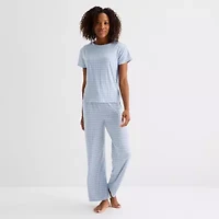Jaclyn Womens Round Neck Short Sleeve 2-pc. Pajama Sets