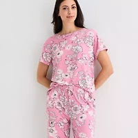 Jaclyn Womens Round Neck Short Sleeve 2-pc. Pajama Sets