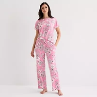 Jaclyn Womens Round Neck Short Sleeve 2-pc. Pajama Sets