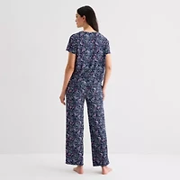 Jaclyn Womens Round Neck Short Sleeve 2-pc. Pajama Sets
