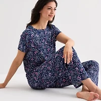 Jaclyn Womens Round Neck Short Sleeve 2-pc. Pajama Sets