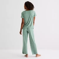Jaclyn Womens Round Neck Short Sleeve 2-pc. Pajama Sets