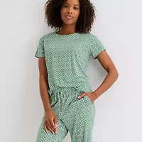 Jaclyn Womens Round Neck Short Sleeve 2-pc. Pajama Sets