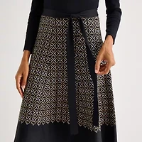 Danny & Nicole Womens Long Sleeve Belted Geometric Sweater Dress