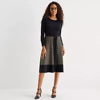 Danny & Nicole Womens Long Sleeve Belted Geometric Sweater Dress