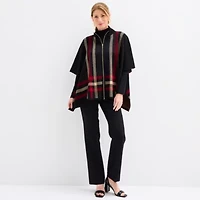 Black Label by Evan-Picone Womens Mock Neck Elbow Sleeve Zipper Cardigan