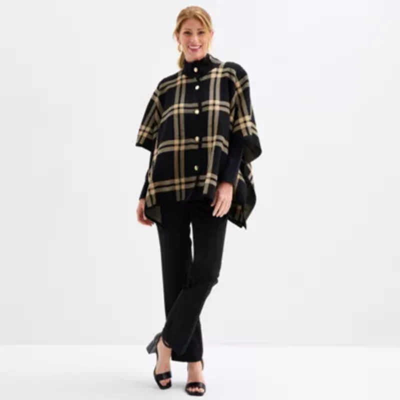 Black Label by Evan-Picone Womens Mock Neck 3/4 Sleeve Button Cardigan