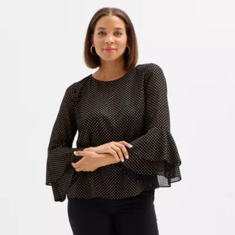Black Label by Evan-Picone Womens 3/4 Sleeve Blouse