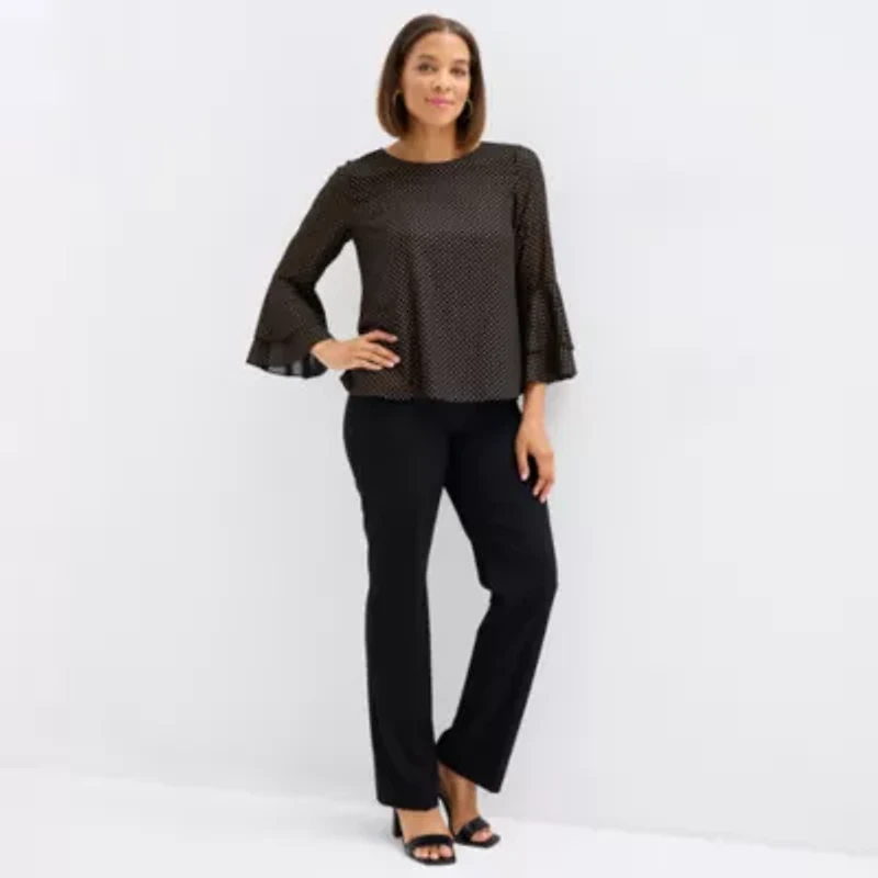 Black Label by Evan-Picone Womens 3/4 Sleeve Blouse