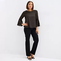 Black Label by Evan-Picone Womens 3/4 Sleeve Blouse