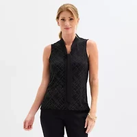 Black Label by Evan-Picone Womens Sleeveless Embellished Blouse