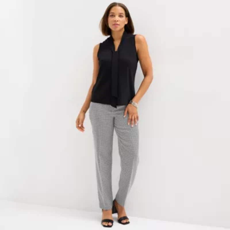 Black Label by Evan-Picone Womens V Neck Sleeveless Blouse