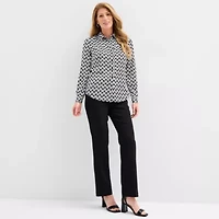 Black Label by Evan-Picone Womens Long Sleeve Satin Blouse