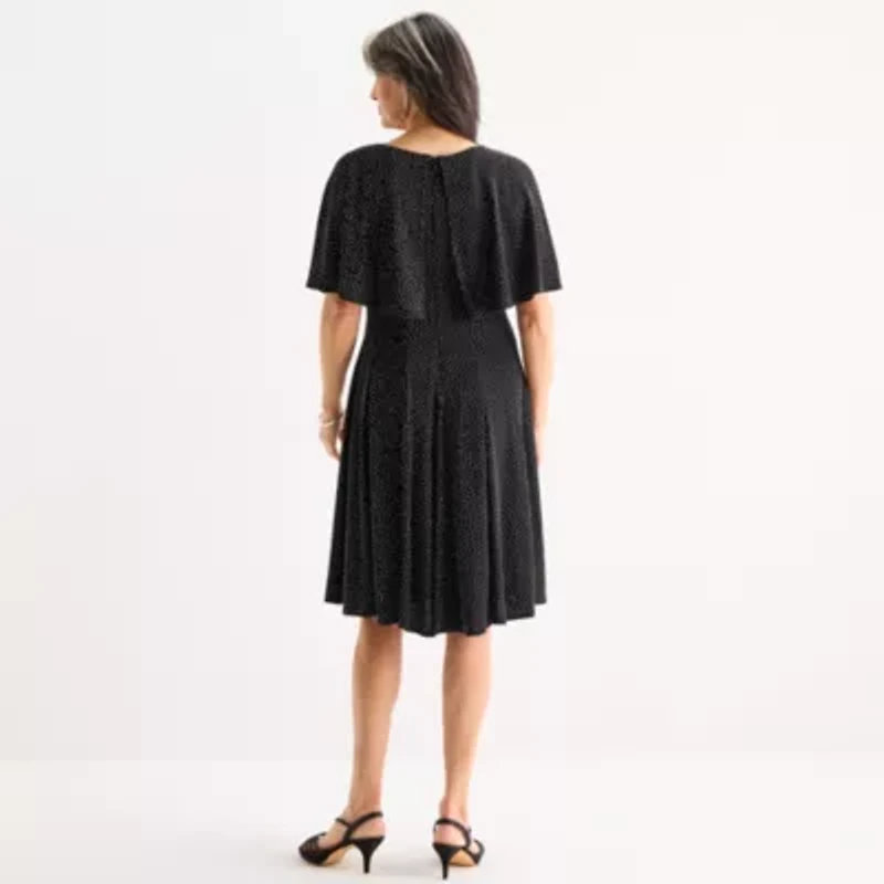 Danny & Nicole Womens Short Sleeve Dots Fit + Flare Dress