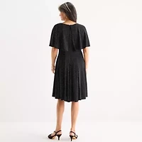 Danny & Nicole Womens Short Sleeve Dots Fit + Flare Dress