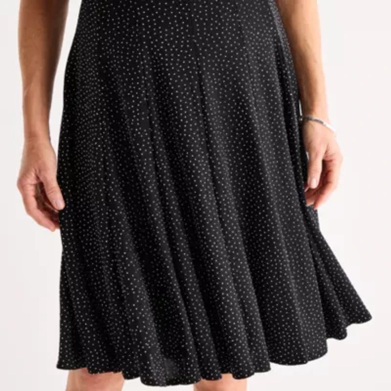 Danny & Nicole Womens Short Sleeve Dots Fit + Flare Dress