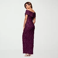DJ Jaz Off The Shoulder Womens Lace Short Sleeve Evening Gown