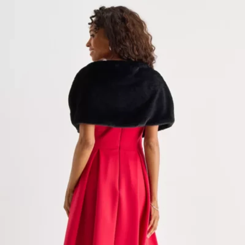 Danny & Nicole Womens Faux Fur Shrug