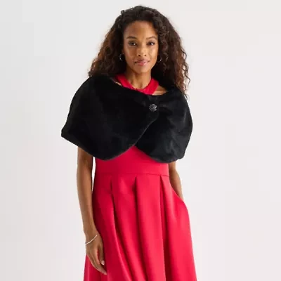 Danny & Nicole Womens Faux Fur Shrug