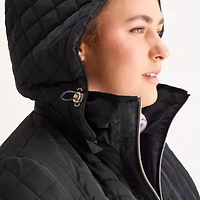Gallery Womens Hooded Midweight Plus Quilted Jacket
