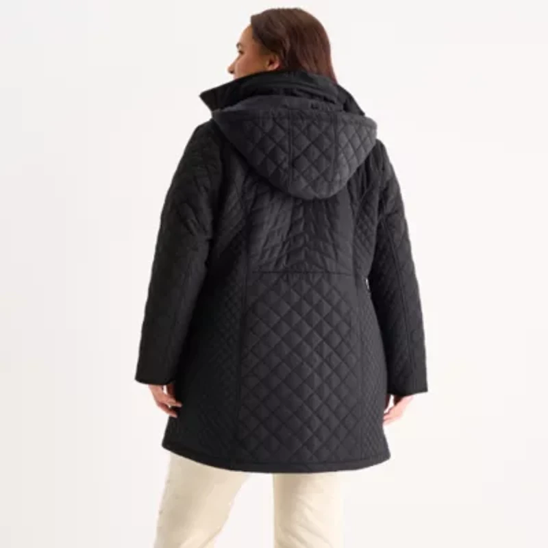 Gallery Womens Hooded Midweight Plus Quilted Jacket