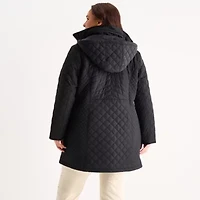 Gallery Womens Hooded Midweight Plus Quilted Jacket