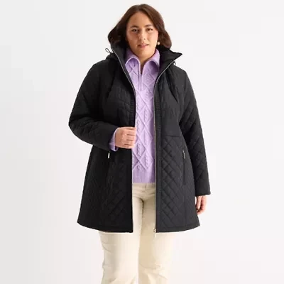 Gallery Womens Hooded Midweight Plus Quilted Jacket