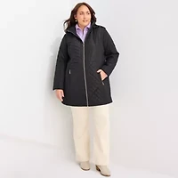 Gallery Womens Hooded Midweight Plus Quilted Jacket