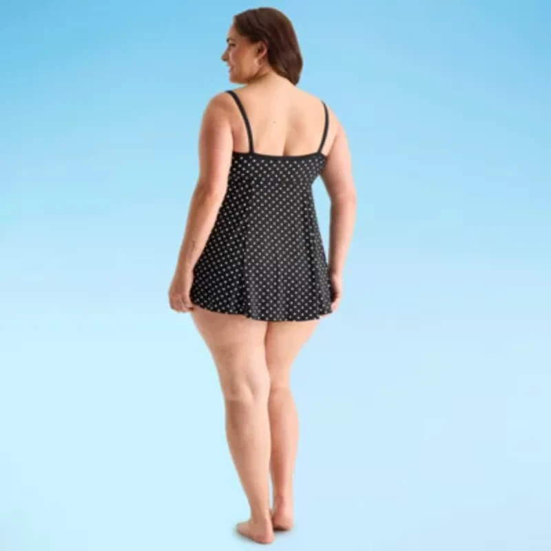 Sonnet Shores Womens Dots Plus Swim Dress