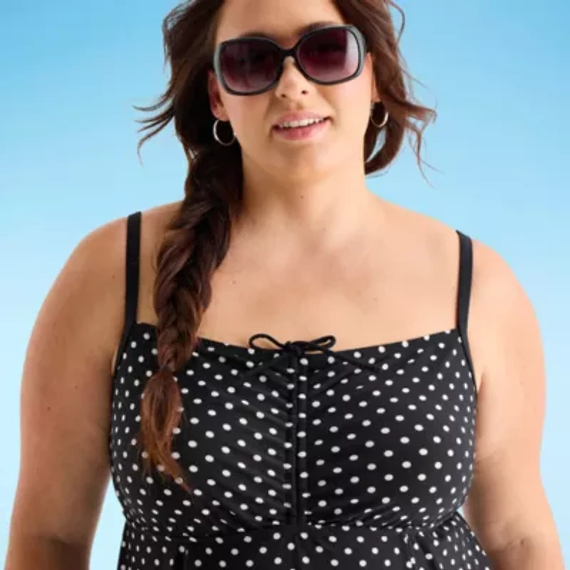 Sonnet Shores Womens Dots Plus Swim Dress