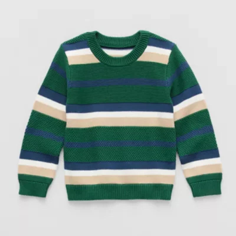 Okie Dokie Toddler & Little Boys Crew Neck Long Sleeve Pullover Sweater