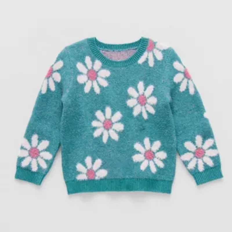 Okie Dokie Toddler & Little Girls Round Neck Long Sleeve Pullover Sweater
