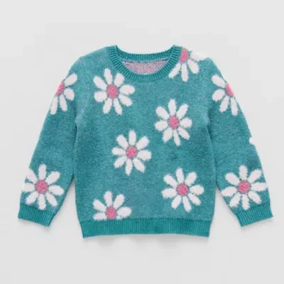 Okie Dokie Toddler & Little Girls Round Neck Long Sleeve Pullover Sweater
