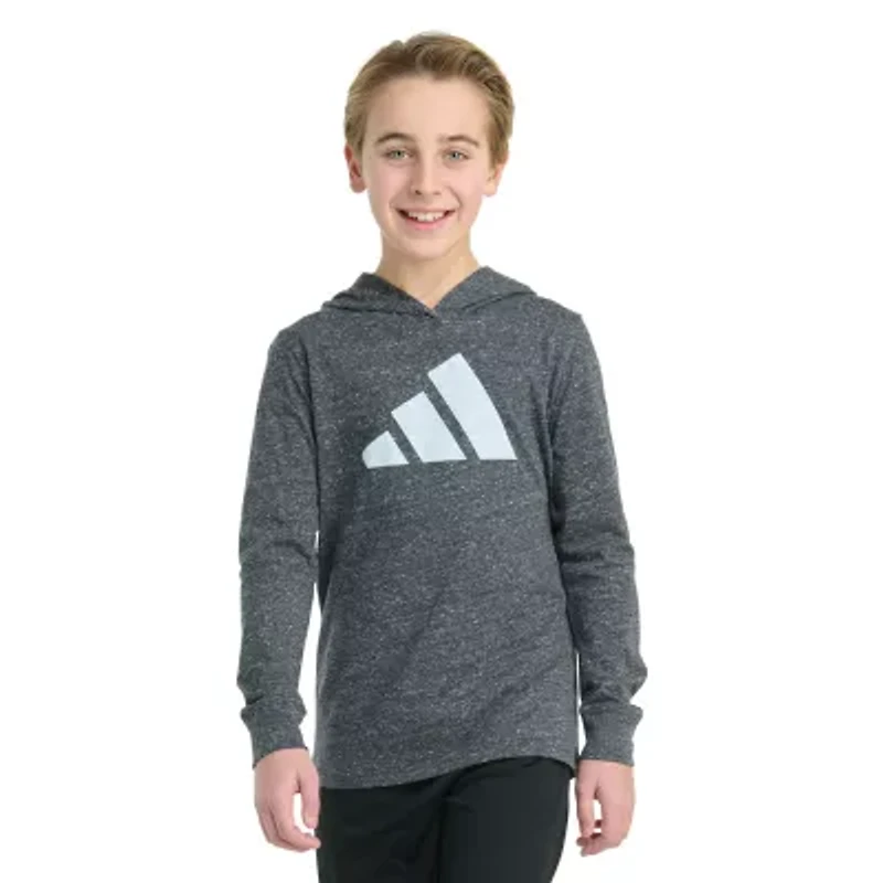 adidas Big Kid Boys Hooded Long Sleeve Regular Fit Graphic T-Shirt