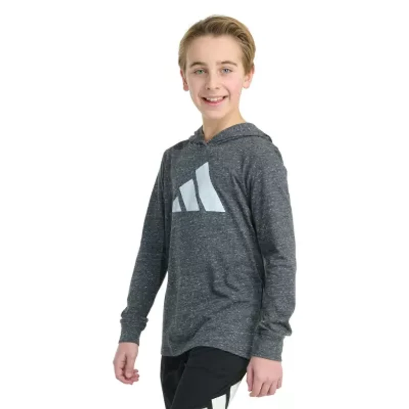 adidas Big Kid Boys Hooded Long Sleeve Regular Fit Graphic T-Shirt